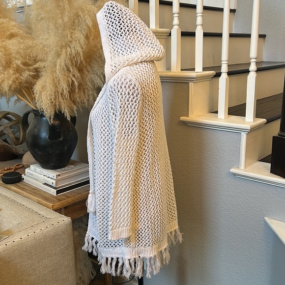 J.Jill Romantic Boho White Cotton Linen Blend Knit Cardigan Size Small - Picture 5 of 9